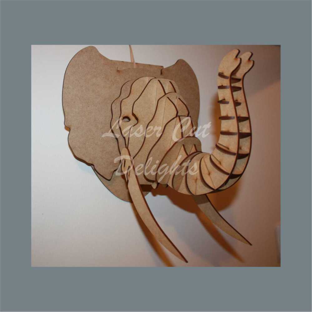 Elephant taxidermy laser cut wall plaque head