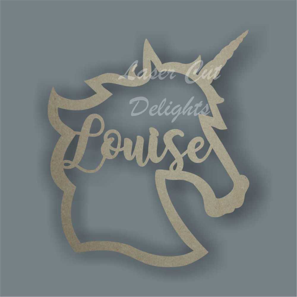 Personalised Name in a Unicorn Head Plaque Sign Wood