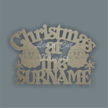 Christmas at the 'surname' (curved top with Santa faces) / Laser Cut Delights