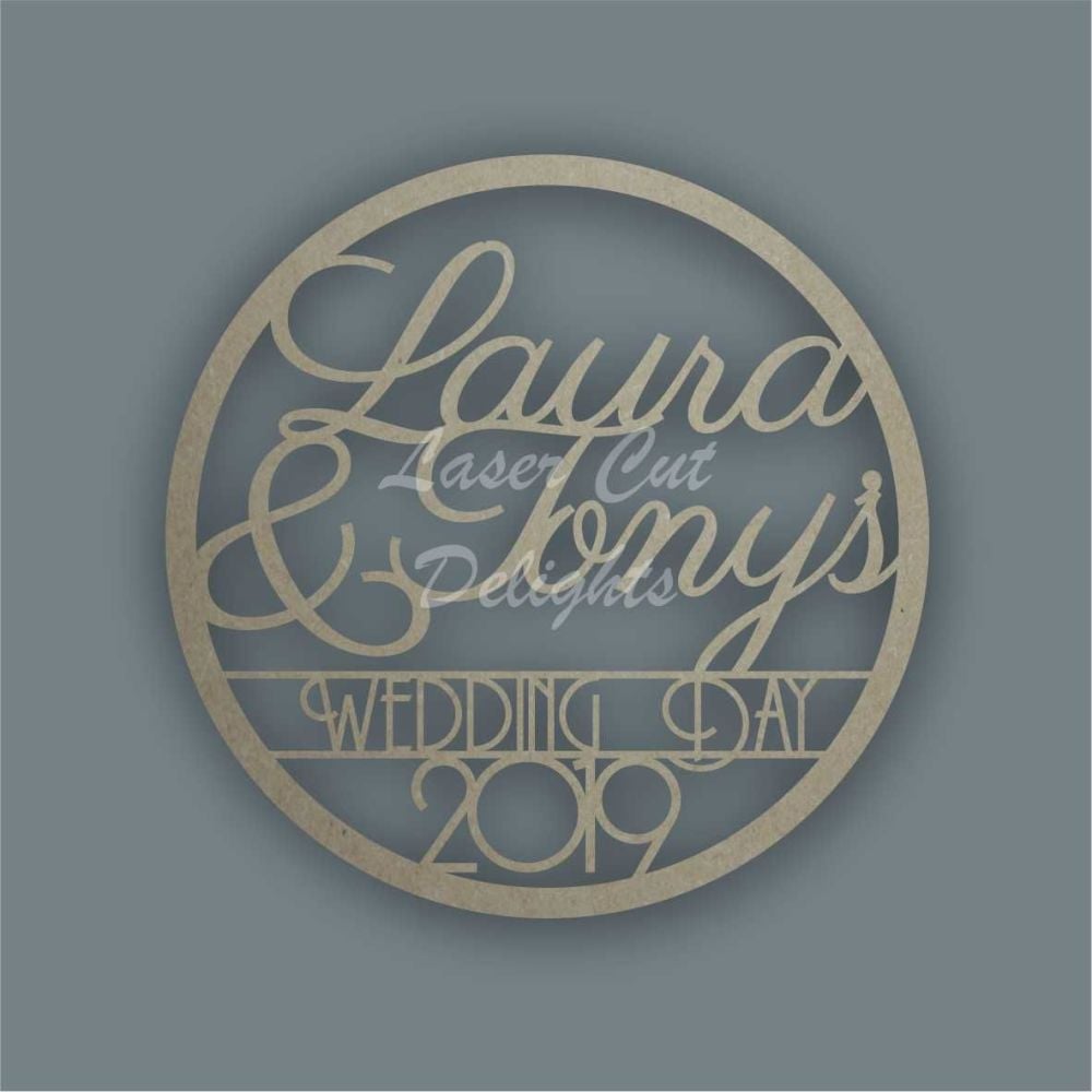 Large Hoop with Names & Date / Laser Cut Delights
