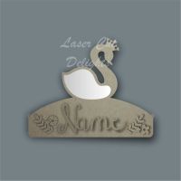 Name Plaque Mirror Bow Holder SWAN / Laser Cut Delights