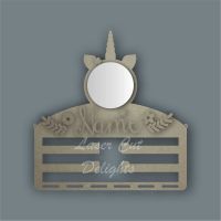 Combination Clip Bow Medal Hanger MIRROR with UNICORN CIRCLE / Laser Cut Delights