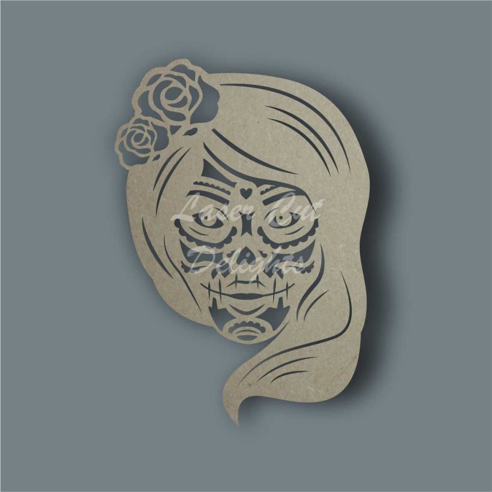 Sugar Skull Lady Stencil / Laser Cut Delights