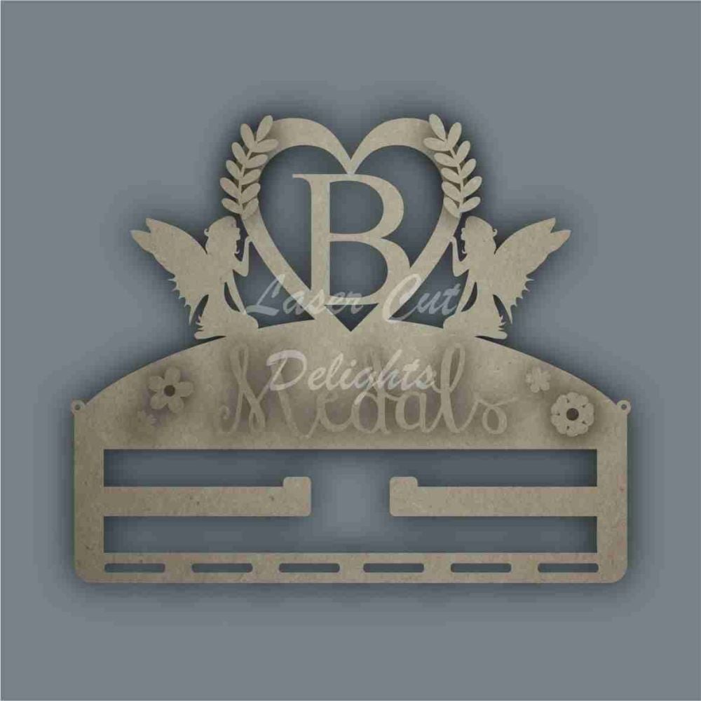 Combination Clip Bow Medal Hanger INITIAL with FAIRY SIDES / Laser Cut Deli