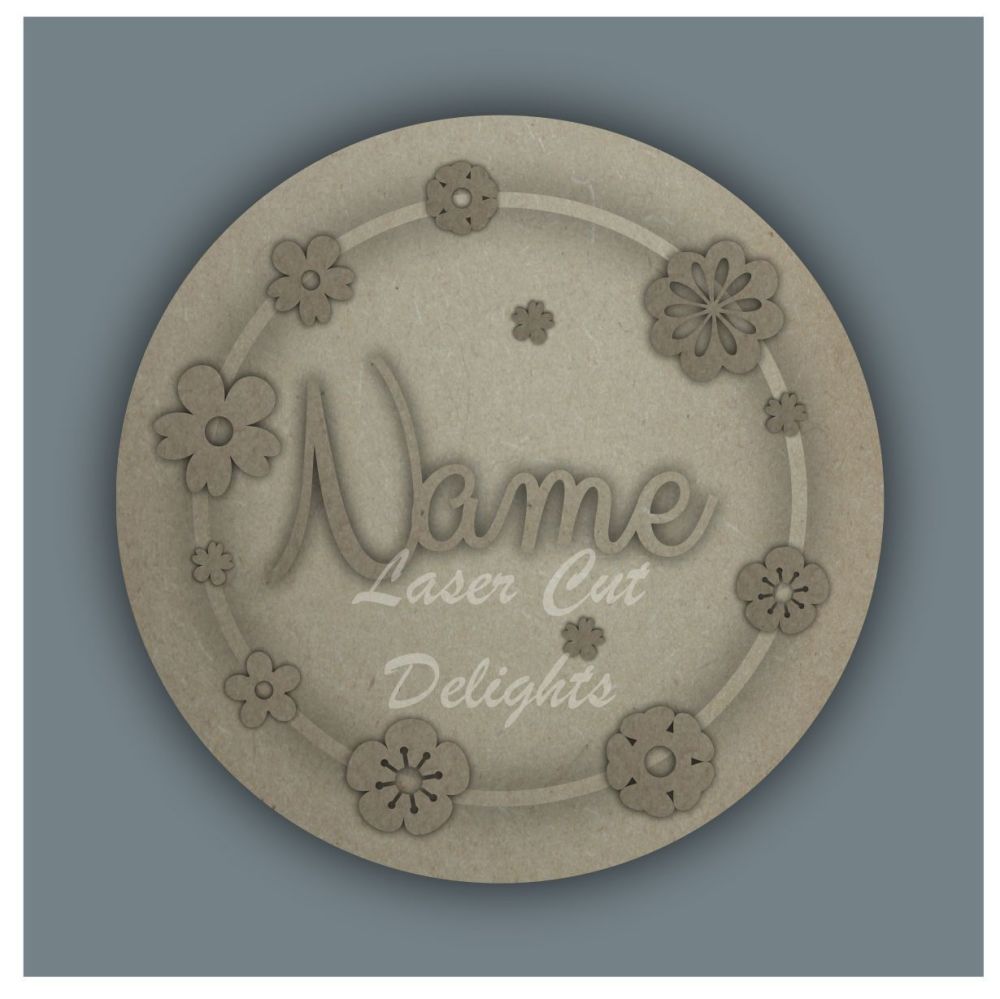 Wreath with Flowers NAME / Laser Cut Delights