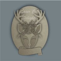 Floral Deer on Plaque / Laser Cut Delights