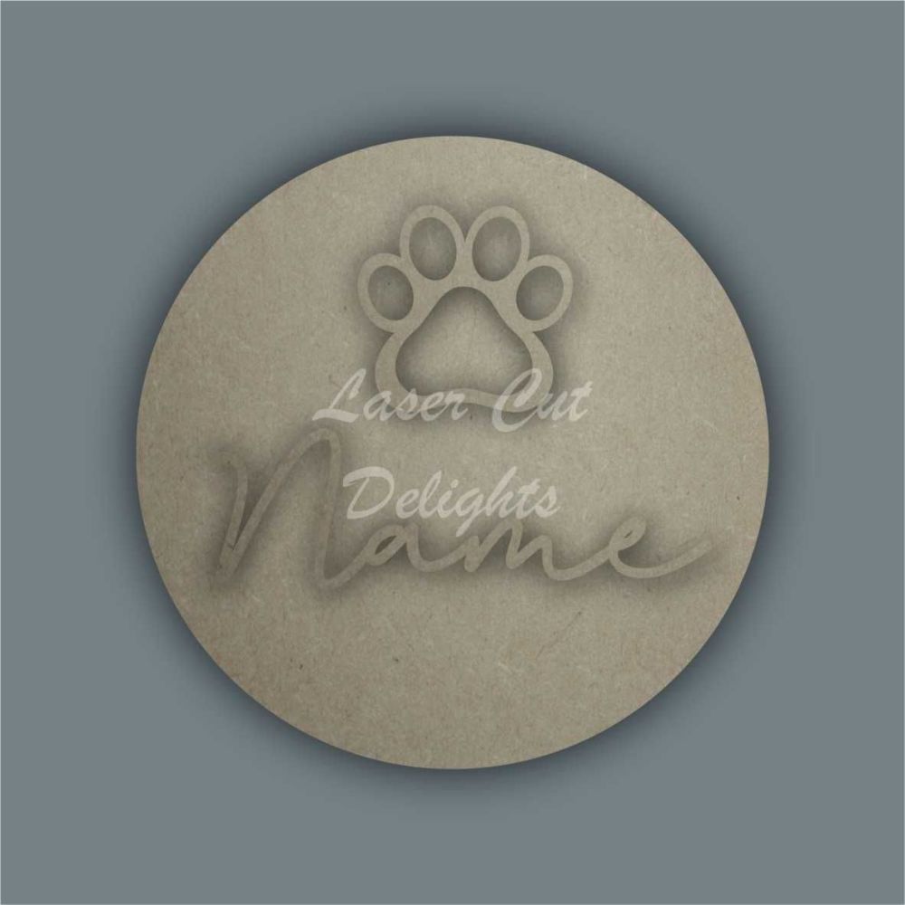 Layered Plaque with Single Name and Stencil Paw Print / Laser Cut Delights