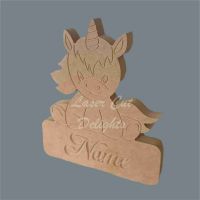 Engraved Freestanding Unicorn on Plinth + Name / Laser Cut Delights