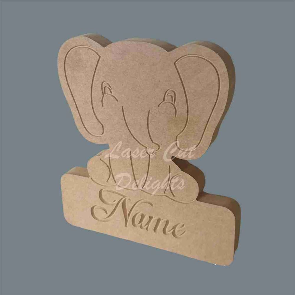 Engraved Freestanding Elephant on Plinth + Name / Laser Cut Delights