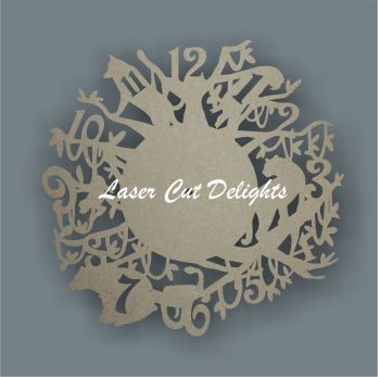 CLOCK - Jungle Theme / Laser Cut Delights