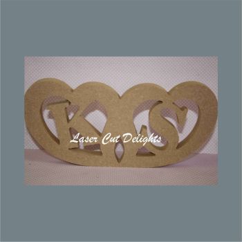 Conjoined Hearts with Initials Inside 18mm / Laser Cut Delights