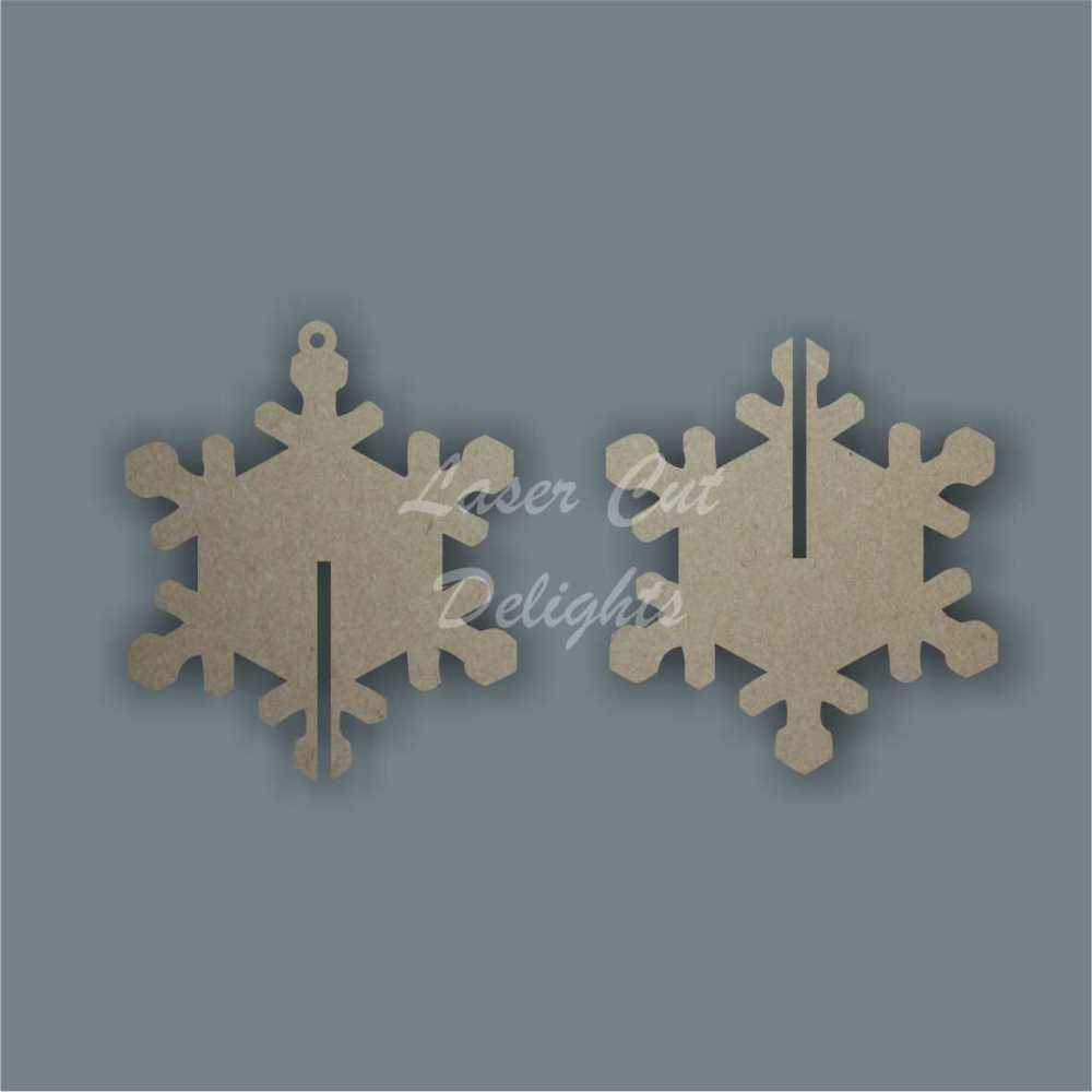 3D Snowflake (plain) 3mm 10cm
