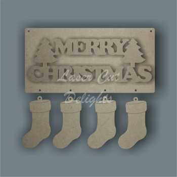 Rectangle - Merry Christmas (English or Welsh)/ Laser Cut Delights