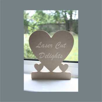 Heart on stand (with two small hearts)18mm / Laser Cut Delights