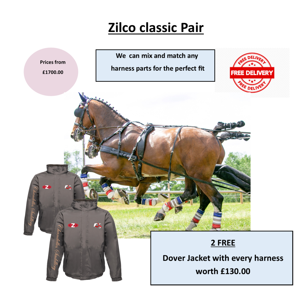 Zilco Classic Pair Horse Driving Harness, Horse Size, Black and Brown -  5644-4 - GOOD APPLE EQUINE