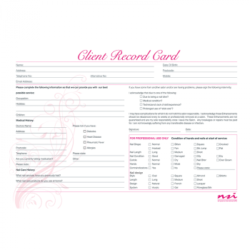 Consultation Cards - Nail enhancements (Pack 20)