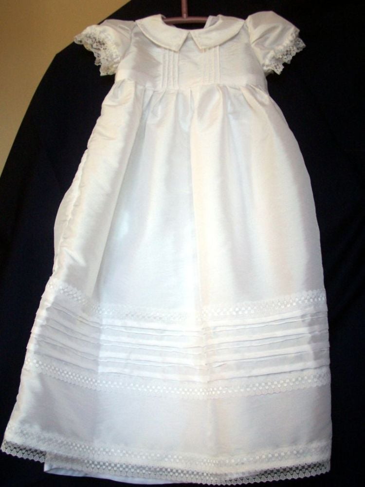 Lace and Tucks Christening Gown