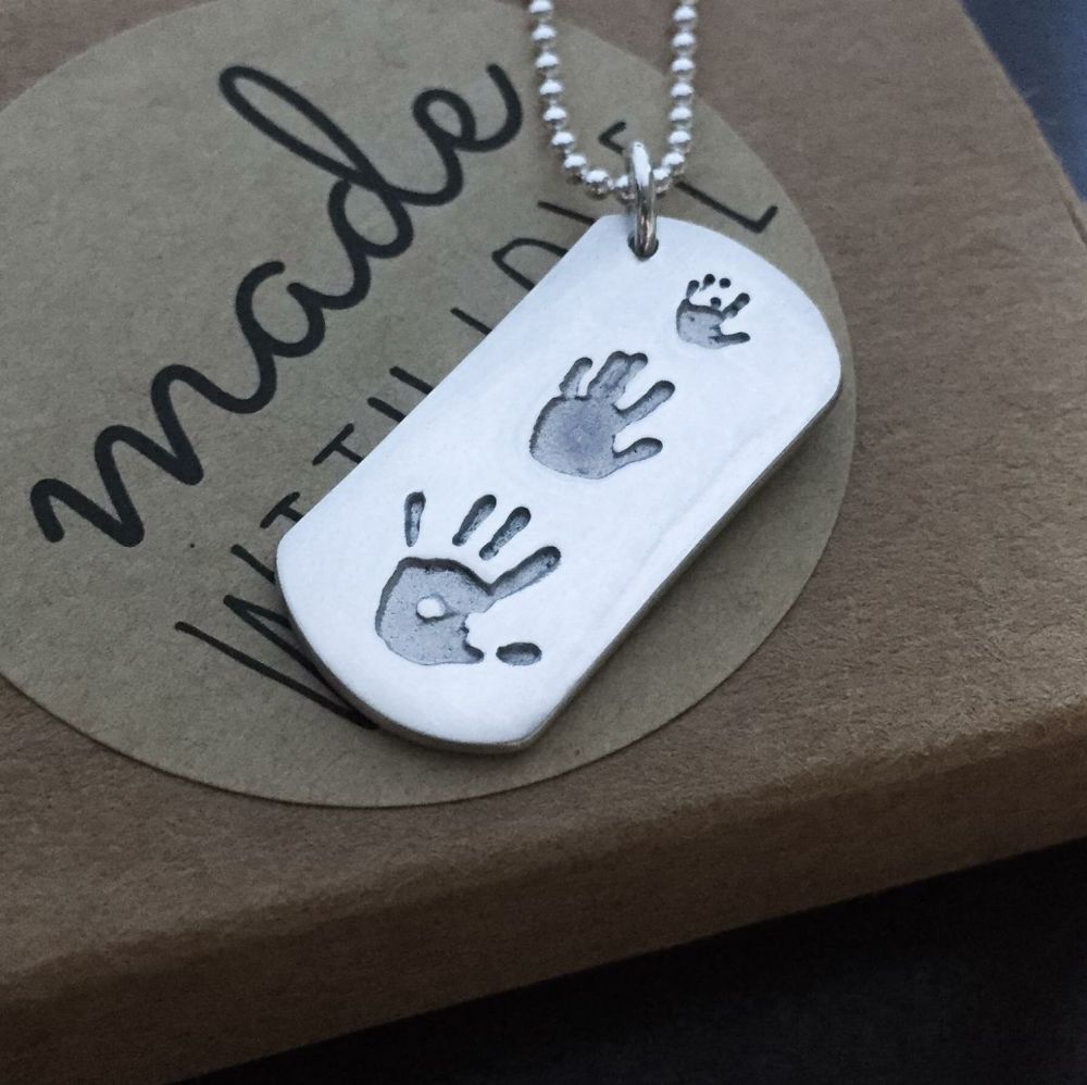 TRIPPLE PRINT on LARGE size pendant necklace