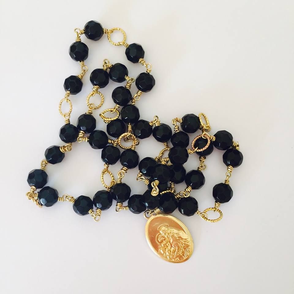 Chaplet of Saint Anthony - Faceted Glass - Black