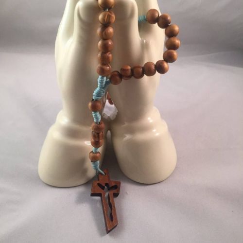 Knotted Cord Rosary Beads - Burlywood Pale Blue