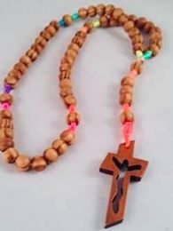 Knotted Cord Rosary Beads - Burlywood Rainbow