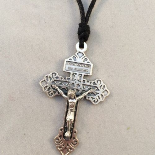 Pardon Crucifix on Black Cord