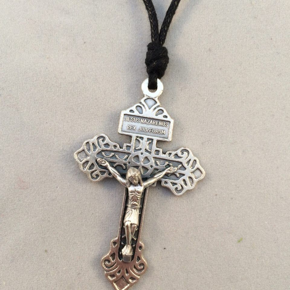 Pardon Crucifix on Black Cord