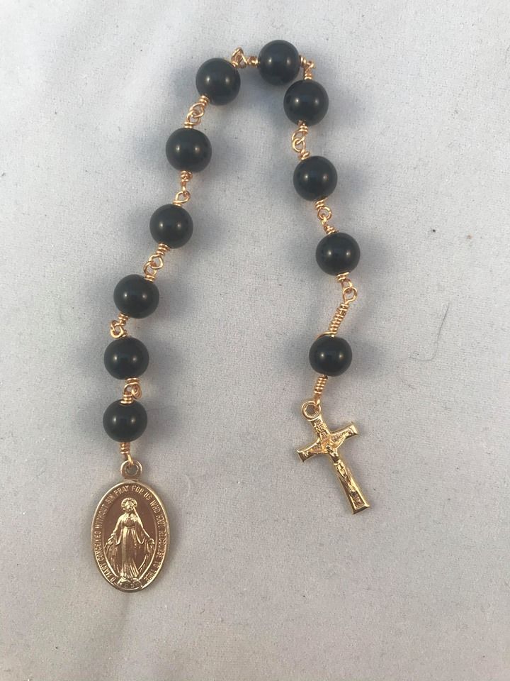 Black Onyx Miraculous Medal Decade Rosary