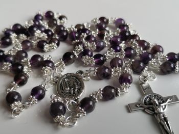 Artisan Amethyst Fatima Rosary and Bracelet set - Amethyst