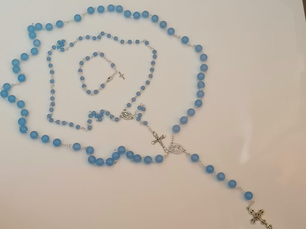 Rosary set - blue jade 