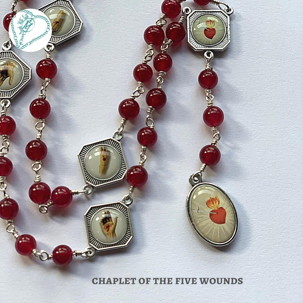 Chaplet of the Five Wounds - red jade