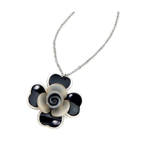 Black Acrylic Flower Necklace