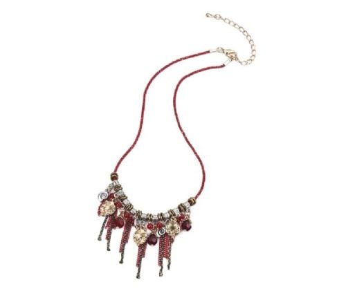 Red and Gold Charms & Gems Necklace