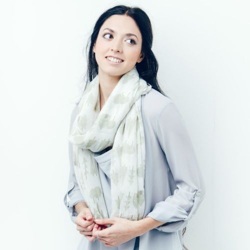 Evergreen Tree Print Oversized Lightweight Fashion Scarf