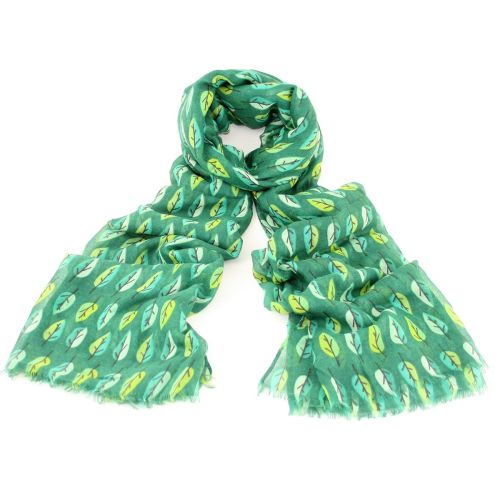 Bright Green Tree Print Oversized Lightweight Fashion Scarf