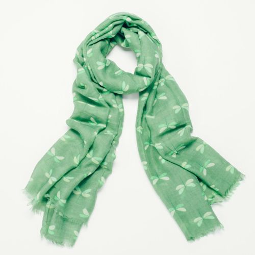 Green FiFi Dragonfly Print Oversized Lightweight Fashion Scarf