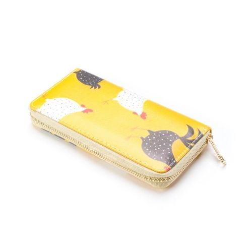 Yellow Cockerel Print Large Zip Purse