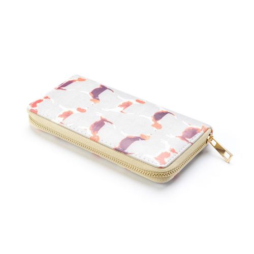 Grey Hound Dog Print Large Zip Purse