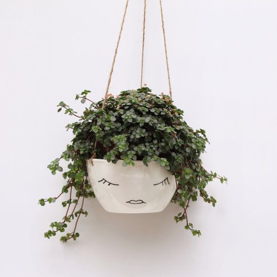 Etsy Editors Picks Interior Design Trends ceramic hanging face planter