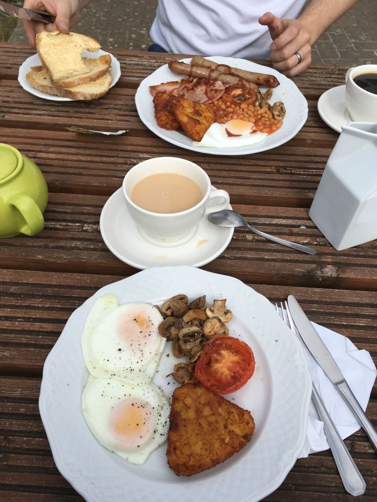 A Kid Free Camping Trip to the Vale of Glamorgan - cooked breakfast acorn c