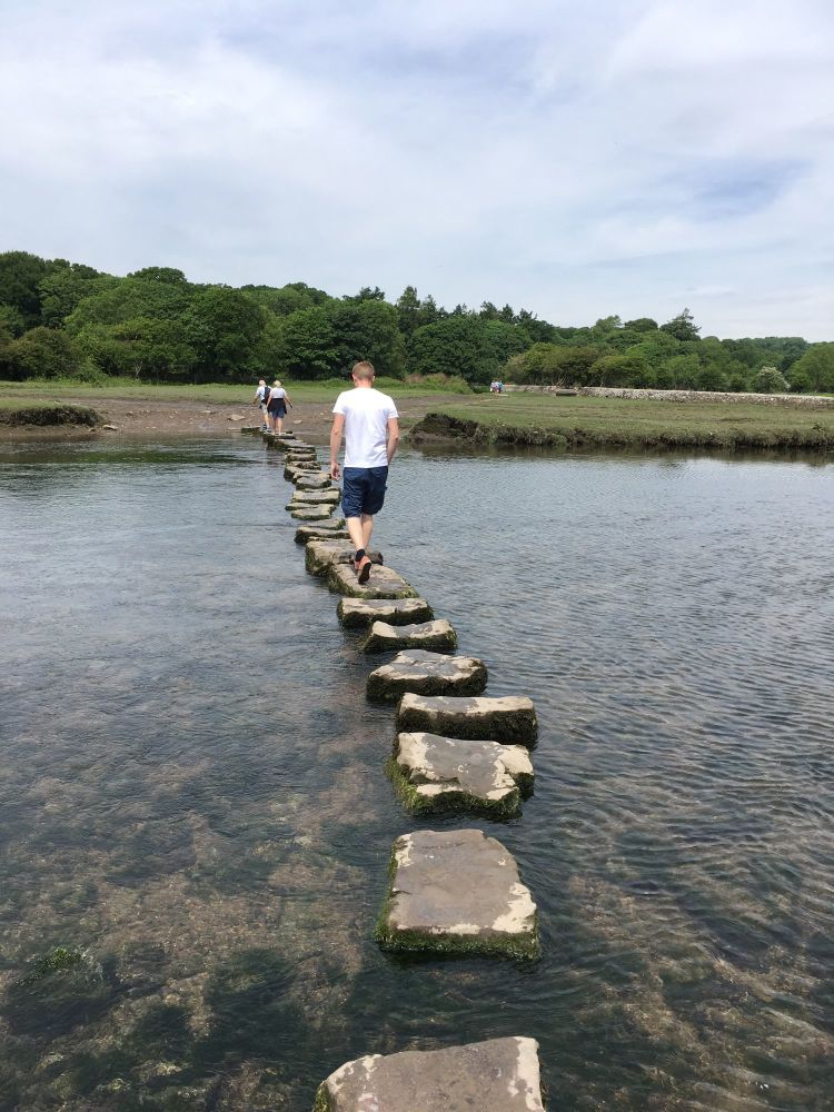 A Kid Free Camping Trip to the Vale of Glamorgan - stepping stones river og