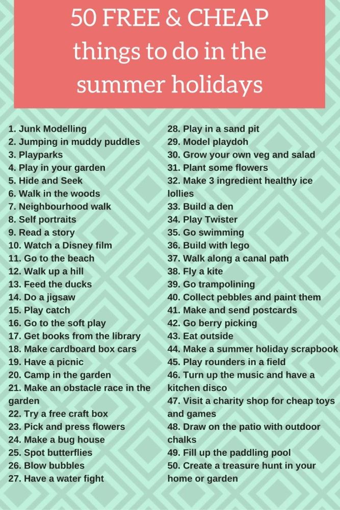 A List Of 50 Free And Cheap Things To Do In The Summer Holidays