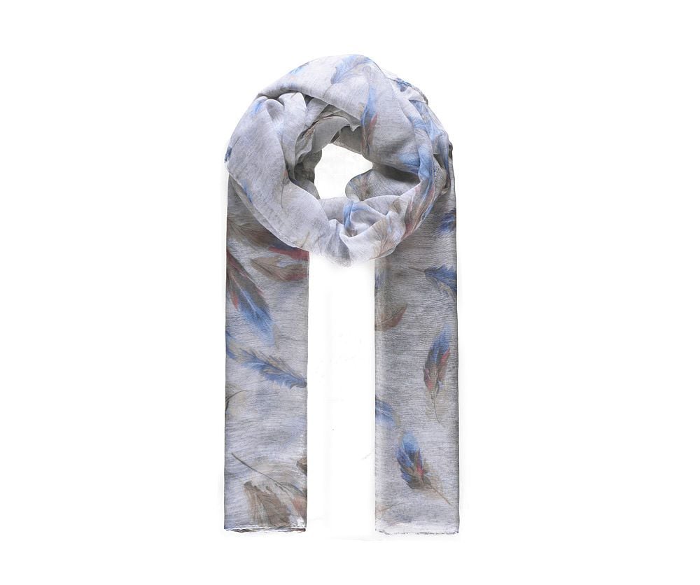 WHITE FEATHERS Print Oversized Lightweight Fashion Scarf