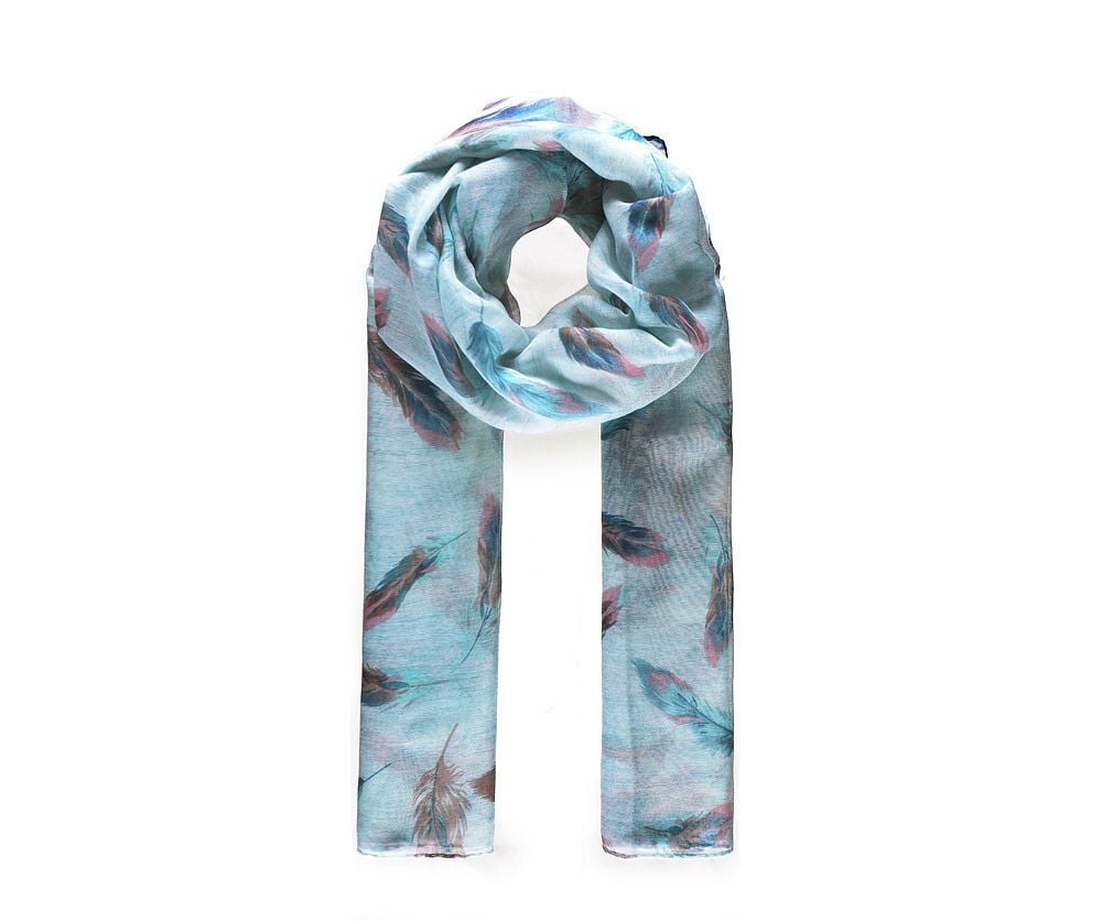 GREEN FEATHER Print Oversized Lightweight Fashion Scarf