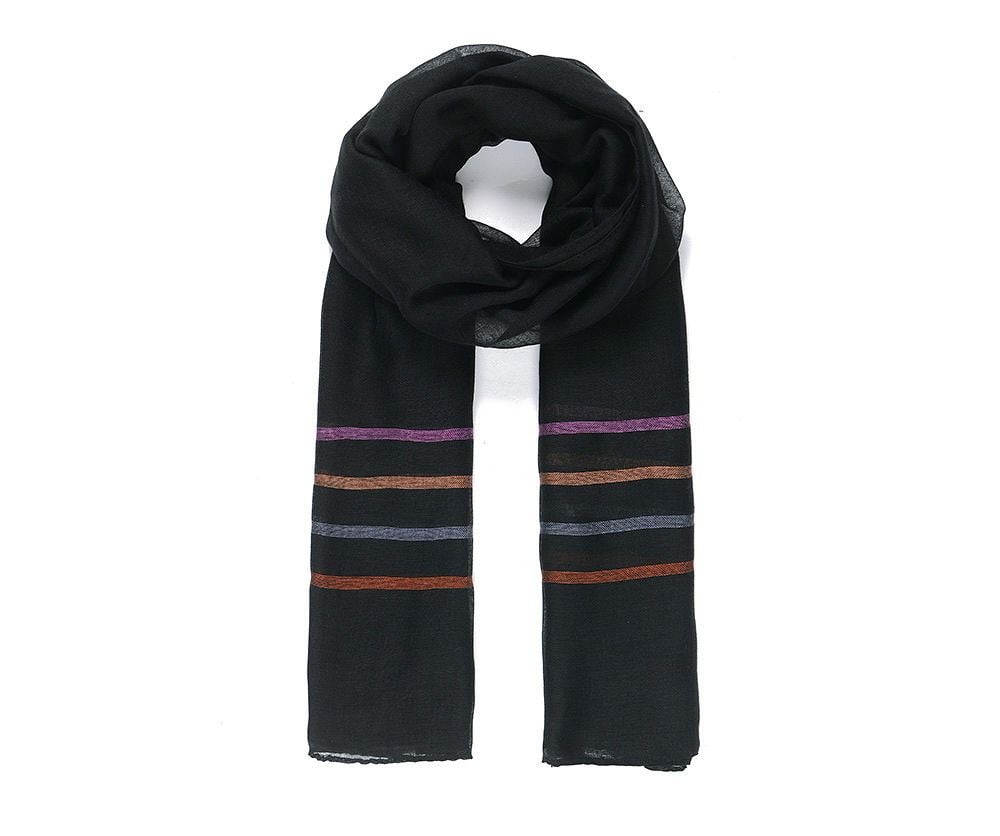 BLACK STRIPEY Print Oversized Lightweight Fashion Scarf