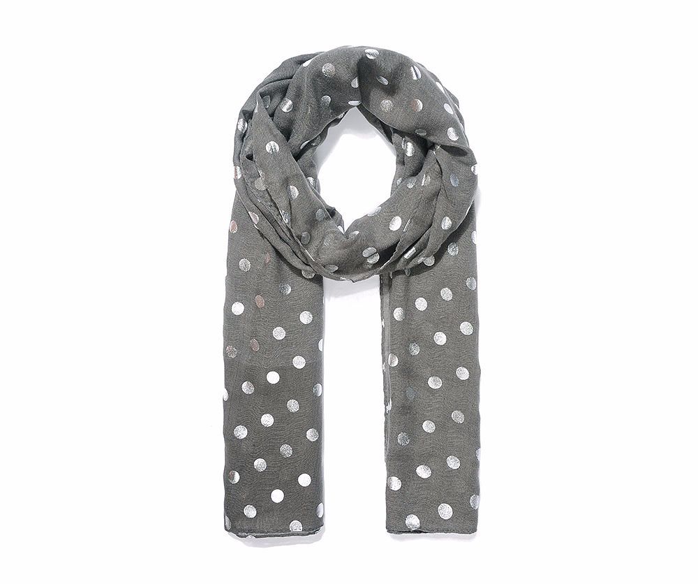 METALLIC SILVER SPOTS Print Oversized Lightweight Fashion Scarf