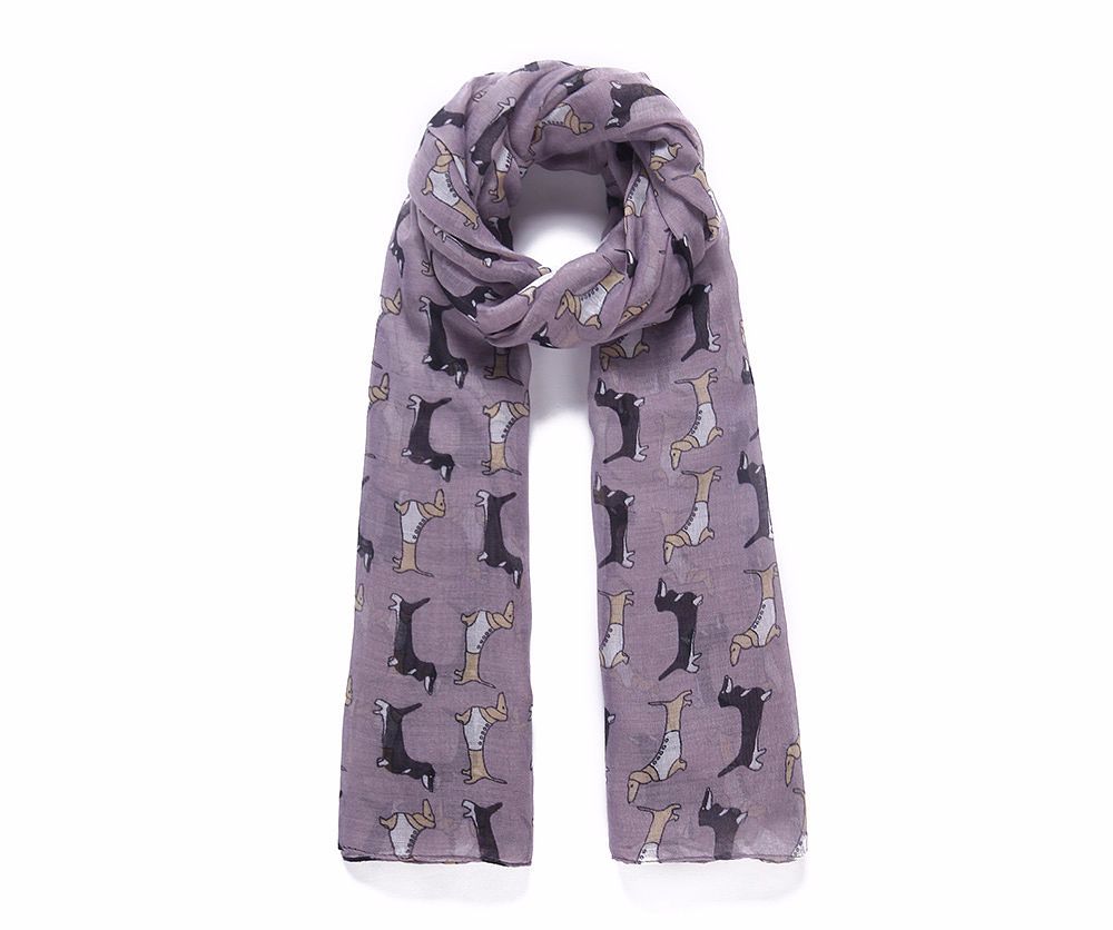 GREY SAUSAGE DOG Print Scarf