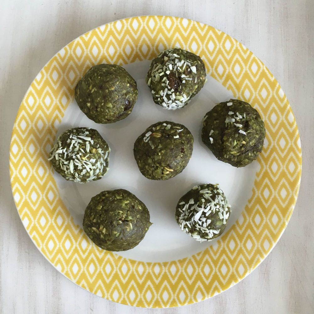 Vegan coconut and green matcha energy balls with Indigo Herbs 4