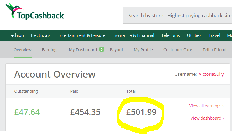 Top Cashback &pound;500