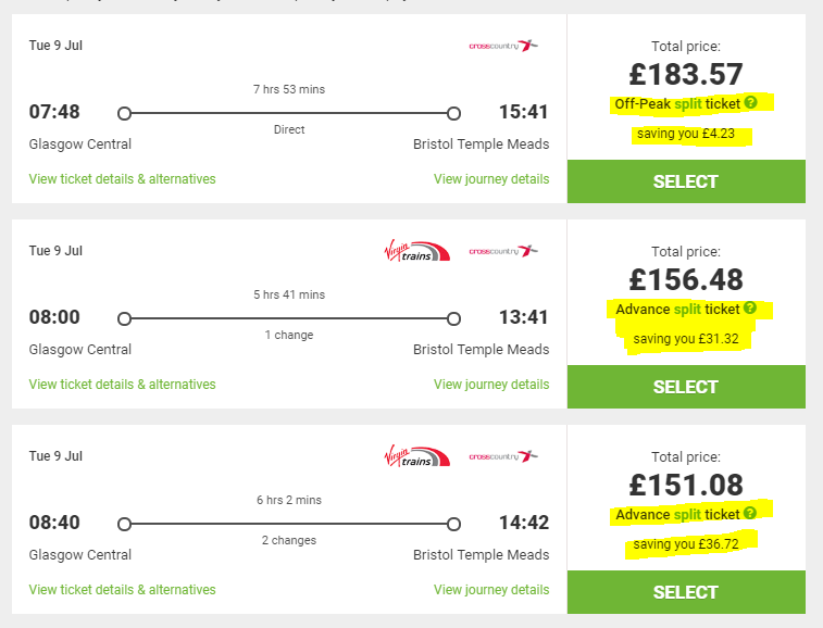 split ticket train online website cheap prices